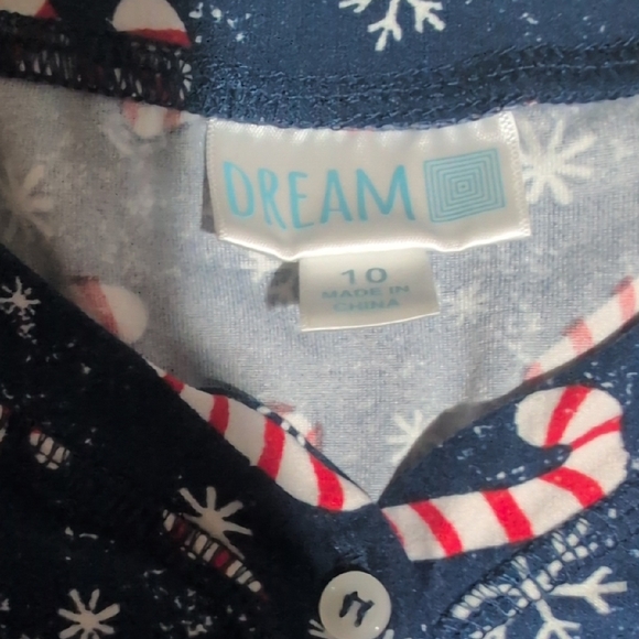 LuLaRoe Kids Pajamas Nightgown - Blue with Red and White Candy Cane Print - Picture 2 of 2